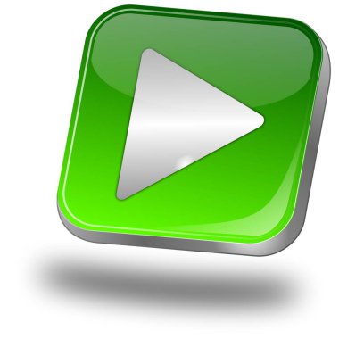 Play Button green - 3D illustration