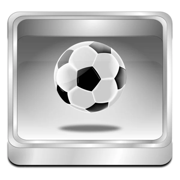 Botão Com Bola Futebol Prata Ilustração — Fotografia de Stock