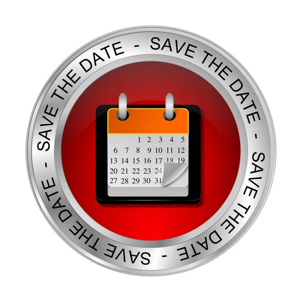 Save the Date Button red - 3D illustration