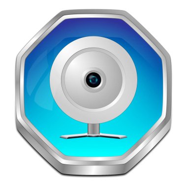 Webcam mavi düğmeli - 3D illüstrasyon