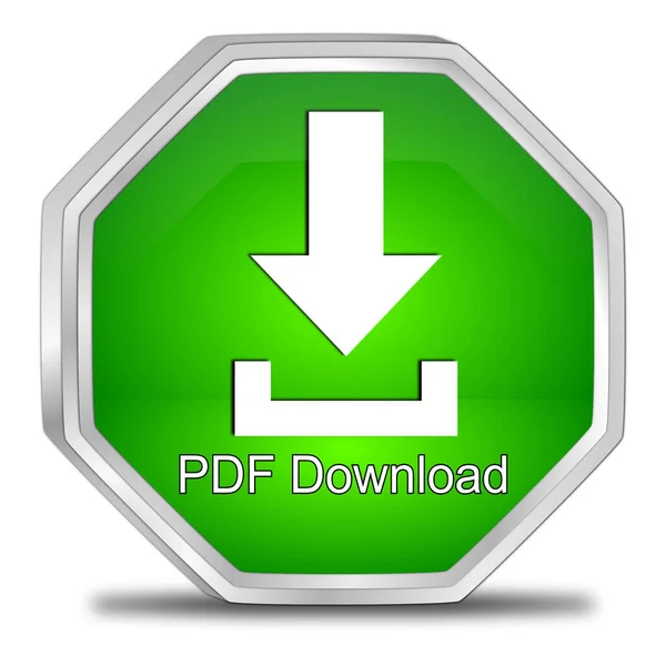 Pdf下载绿色按钮 3D插图 — 图库照片