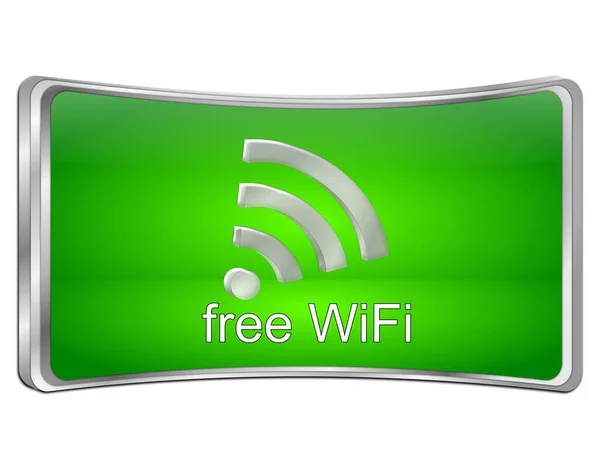 Кнопка Бесплатного Беспроводного Доступа Интернет Зеленая Иллюстрация — стоковое фото
