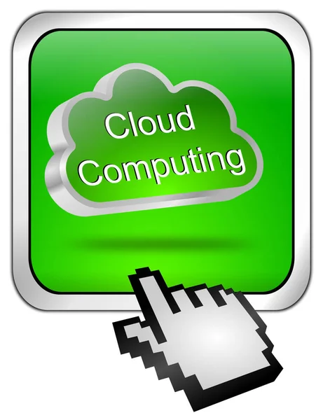 Cloud Computing Przycisk Kursorem Zielony Ilustracja — Zdjęcie stockowe