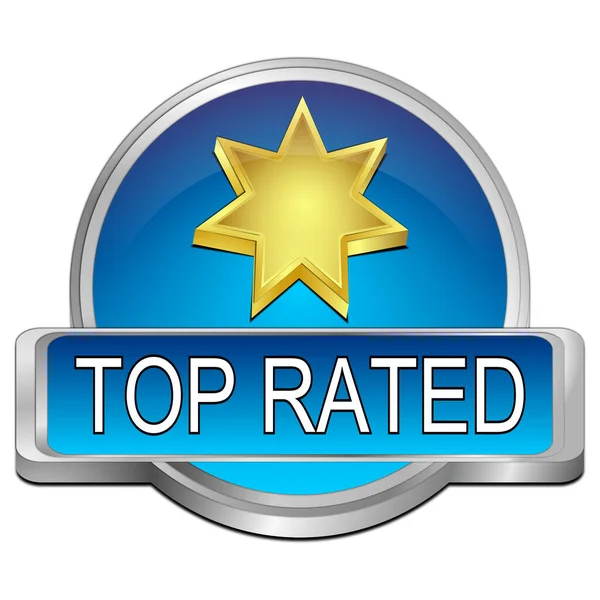 Top Rated Button blue - 3D illustration
