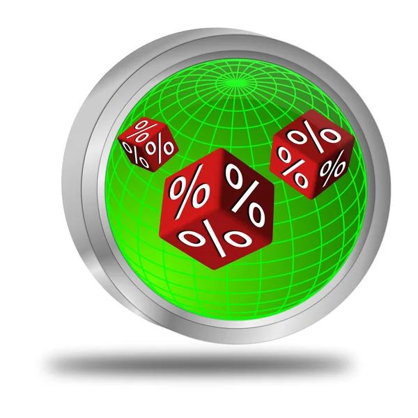 Discount button green red - 3D illustration