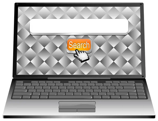 Ноутбук Помаранчевою Веб Пошуковою Системою Інтернету Курсором Ілюстрація — стокове фото