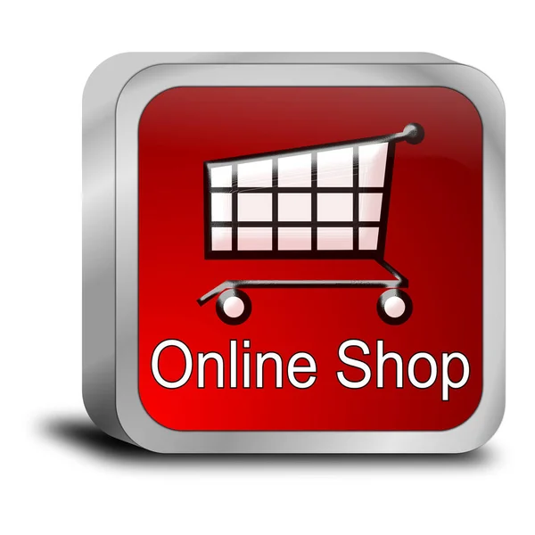 Online Shop Button Red Illustration — Stock Photo, Image