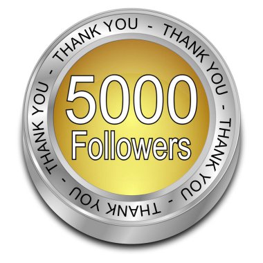 500 takipçi Teşekkür ederim düğme altın - 3D illüstrasyon