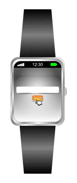 Smartwatch Wyszukiwarką Internetową Srebrnym Wyświetlaczu Ilustracja — Zdjęcie stockowe
