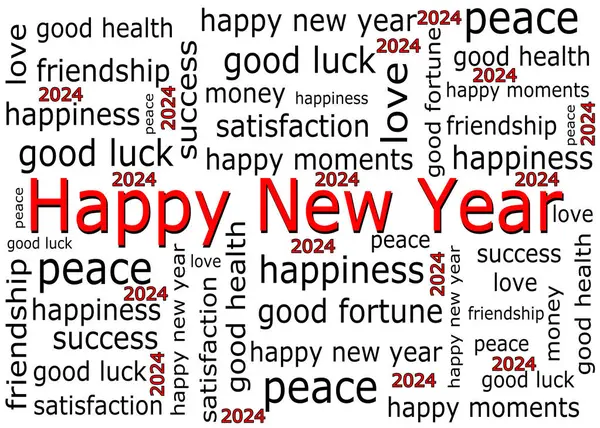 Feliz Año Nuevo 2024 Felicitaciones Tarjeta Ilustración Fotos de stock libres de derechos