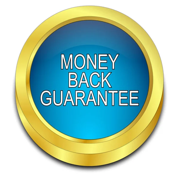 Money back Guarantee button blue - 3D illustration