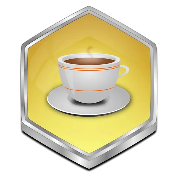 Button with a Cup of Coffee gold - 3D illustration