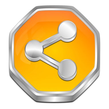 Düğme turuncusunu paylaş - 3B illüstrasyon