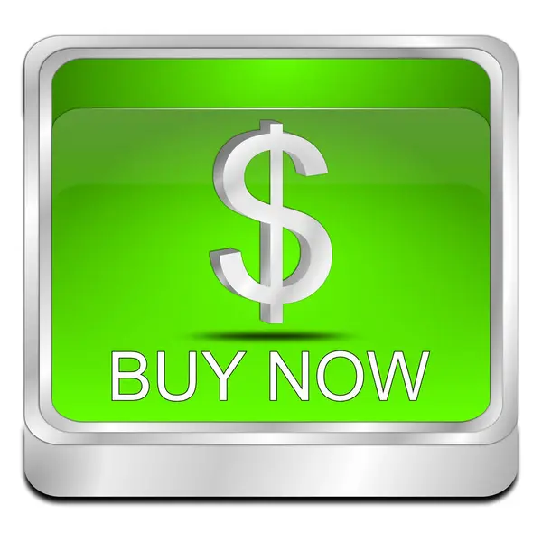 Buy now Button with Dollar symbol green - 3D illustration