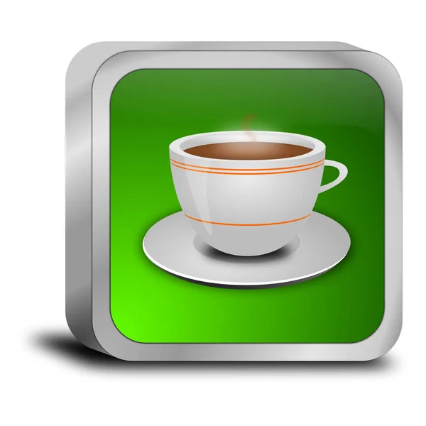 Button with a Cup of Coffee green - 3D illustration