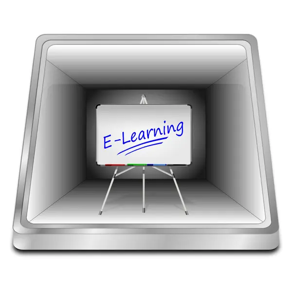 E-Learning Button silver - 3D illustration