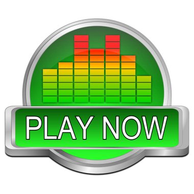 Şimdi eşitleyici yeşil ile düğmeyi oynat - 3B illüstrasyon