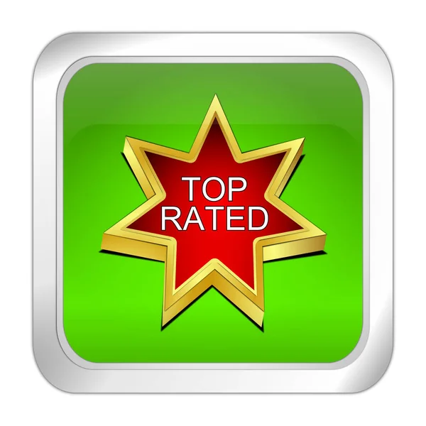 Top Rated Button green red - 3D illustration