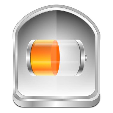 Batarya Düğmesi gümüş turuncu - 3D illüstrasyon