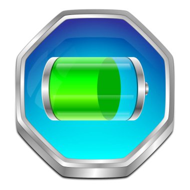 Batarya Düğmesi mavi - 3D illüstrasyon