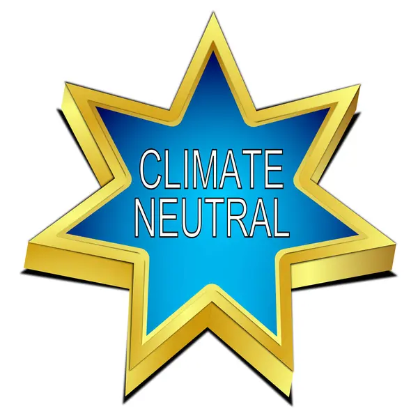 stock image Climate neutral star Button blue - 3D illustration