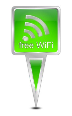 Ücretsiz WiFi Sembol yeşil illüstrasyonlu harita işaretleyici