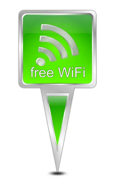 stock image map pointer with free WiFi Symbol green  illustration