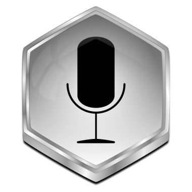 Mikrofon gümüşlü düğme - 3D illüstrasyon