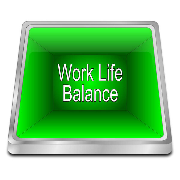 Зеленая кнопка "Work Life Balance" - 3D иллюстрация