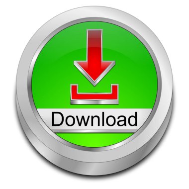 İndirme düğmesi yeşil - 3B illüstrasyon