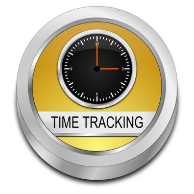 Time Tracking Button gold - 3D illustration clipart