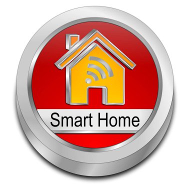 Smart Home Button red orange - 3D illustration