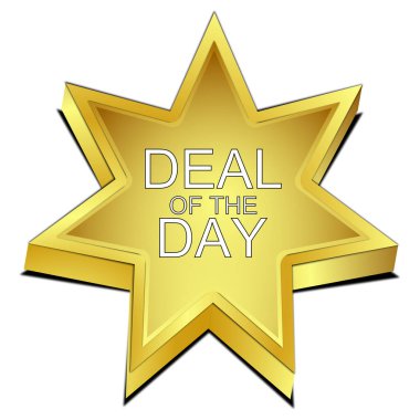 Deal of the Day star Button gold - 3D illustration clipart