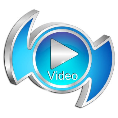 Video Düğmesi Mavisi - 3B illüstrasyon oynat