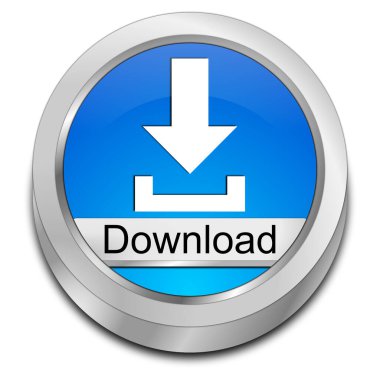 İndirme düğmesi mavi - 3B illüstrasyon