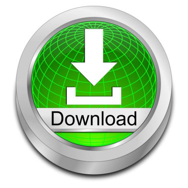 İndirme düğmesi yeşil - 3B illüstrasyon