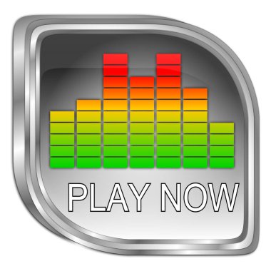 Şimdi çal Düğme gümüşü - 3D illüstrasyon