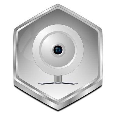 Webcam gümüşlü düğme - 3D illüstrasyon