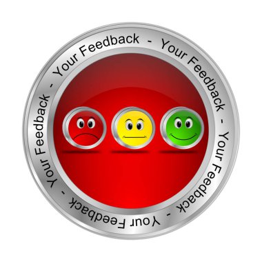 Geri bildirim düğmeniz kırmızı - 3B illüstrasyon