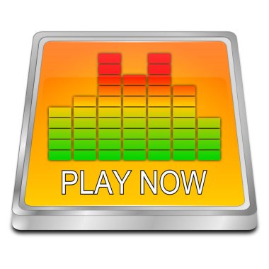 Şimdi eşitleyici turuncu ile düğmeyi çal - 3B illüstrasyon