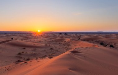The golden sand dunes of Erg Chebbi near Merzouga in Morocco, Sahara, Africa