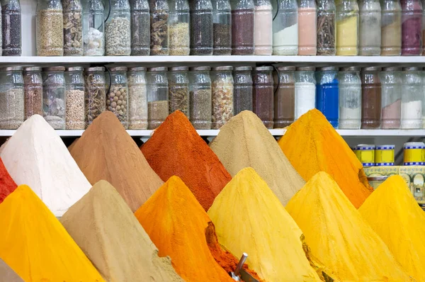 Colorful Spices Dyes Found Souk Market Marrakesh Morocco — Foto Stock