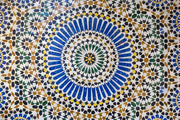 Textures Ancient Moroccan Ceramic Mosaic Geometric Floral Pattern — Stock Photo, Image