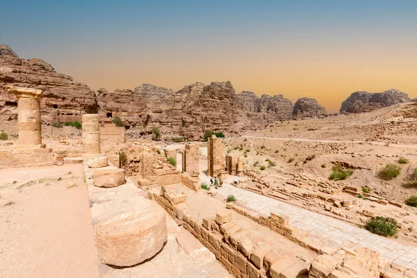 Das Temenos Tor Ende Der Kolonnadenstraße Der Antiken Stadt Petra — Stockfoto