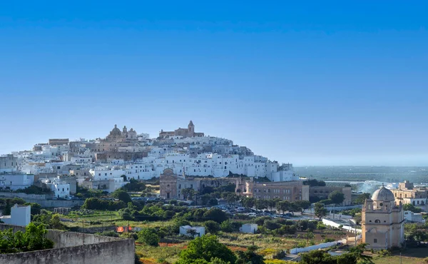 Ostuni Beyaz Şehir Silueti Brindisi Apulia Güney Talya Avrupa — Stok fotoğraf