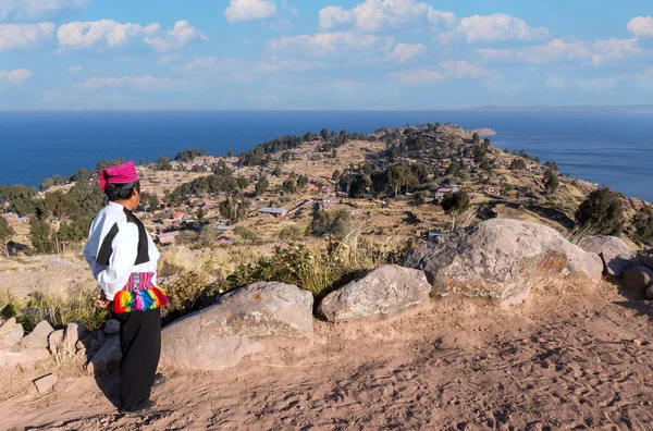 Titicaca Lake Mezi Nejmalebnější Destinace Peru Cestovní Dobrodružství Dovolené Americe Stock Fotografie