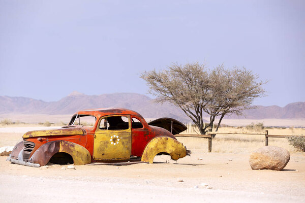 Solitaire, Namibia : Abandoned car at Solitaire in Khomas region, near the Namib Naukluft national park.