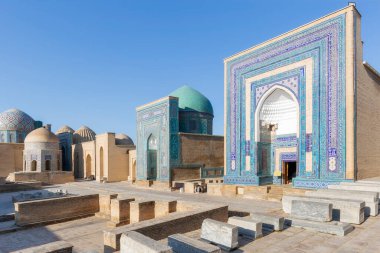 Şah-ı-Zinda memorial kompleksi, Semerkand, Özbekistan Necropolis'e. UNESCO Dünya Mirası