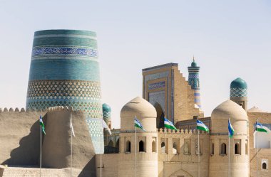 The architecture of Itchan Kala, the walled city of Khiva city, Uzbekistan. UNESCO World Heritage clipart