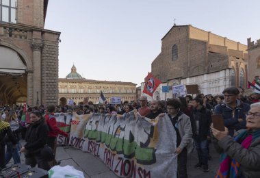Bolonya, İtalya - 02 Ekim 2025: Pro Filistin Gösterisi 